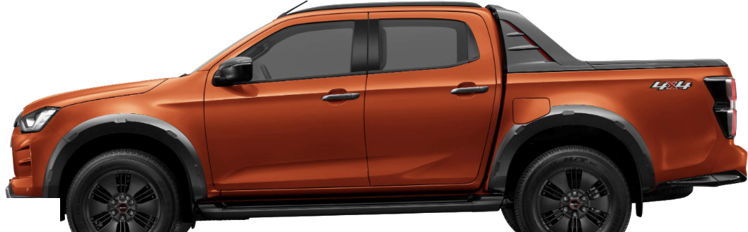 Orange dual cab 4x4 ute showing where the main electrical components sit